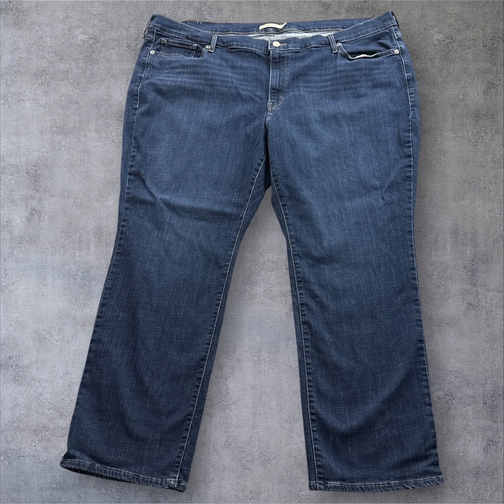 Levis Classic Straight Jeans Womens 26W Blue Dark Wash Stretch Denim
